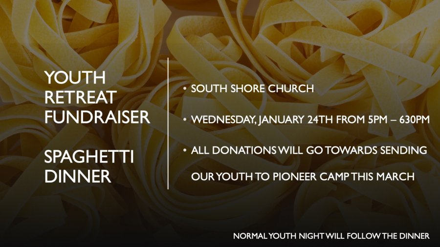 Youth Retreat Fundraiser: Spaghetti Dinner